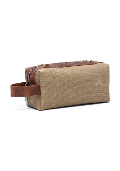 Gillario Design 06 Unisex Kanvas Kumaş+deri Camel-taba Eskitme Dopp Kit