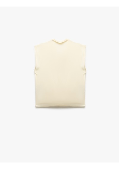 Koton Krep Kumaş Drape Detaylı Kolsuz Kruvaze Bluz Ekru 5sak60202pw Ekru