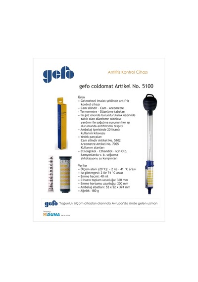 Gefo 5100 Coldomat Antifriz Bomesi