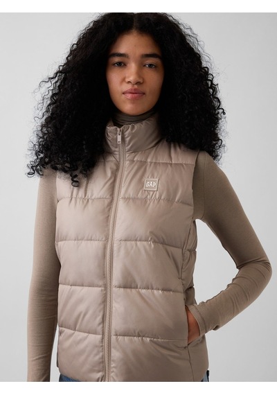 Gap V-frch Logo Lw Puffer Vest Kadın Bej Yelek 910105008