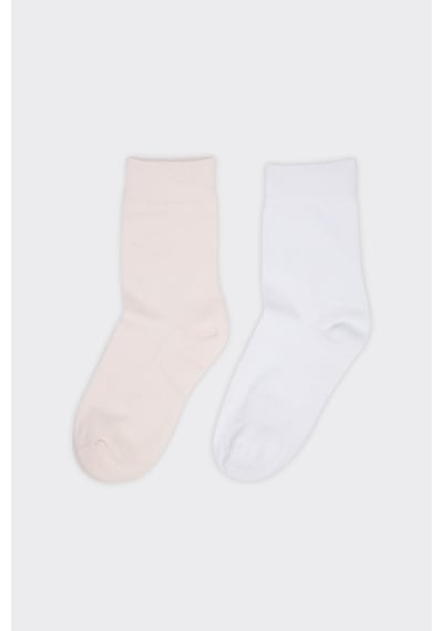 Panço Unisex Çocuk 2'li Basic Pembe-beyaz Soket Çorap 2412UK11001