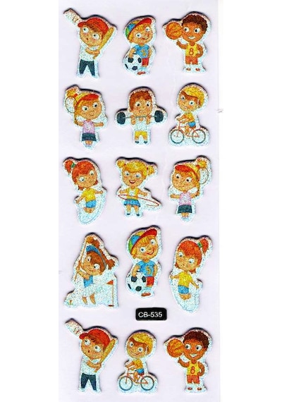 Sticker Kabartmalı Sticker Defter Planlayıcı Etiket Cb535 16x7 Cm- Sporcu Çocuklar Çok Renkli