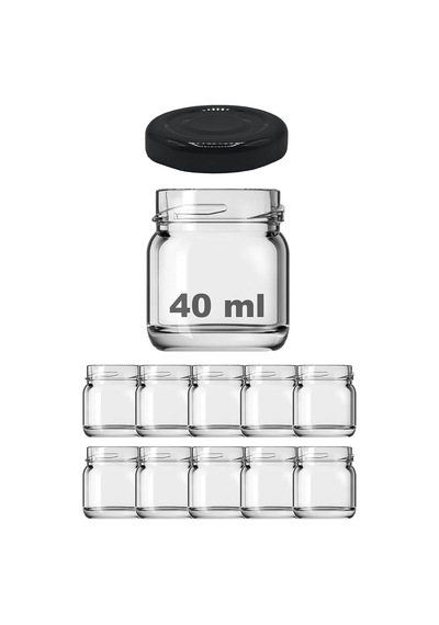 Afracam 40 Ml Metal Siyah Kapaklı Şeffaf Cam Kavanoz 10 Adet Diğer