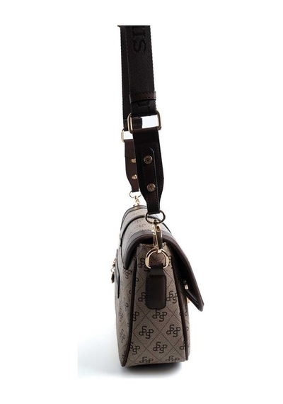 Silver Polo Sp1182 Kadın Çapraz Çanta Monogram Koyubej-kahve