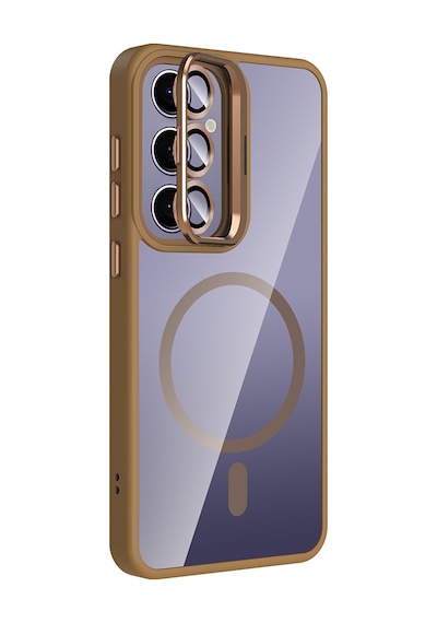Adige Samsung Galaxy Uyumlu S24 Plus Kılıf Etro Standlı + Kamera Lens Koruyucu Çöl Titanyum