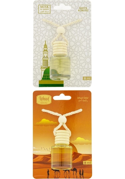 Medine Ravza Kokusu ve Uhud Kokusu 8 ML Araba Kokusu Cam Şişe