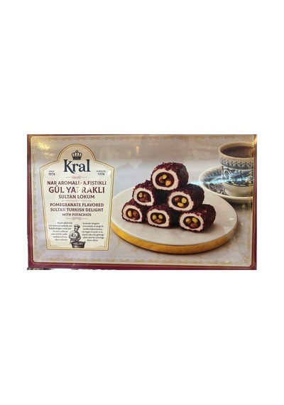 Kral Gül Kaplı Nar Aromalı Antep Fıstıklı Sultan Lokum 454 G