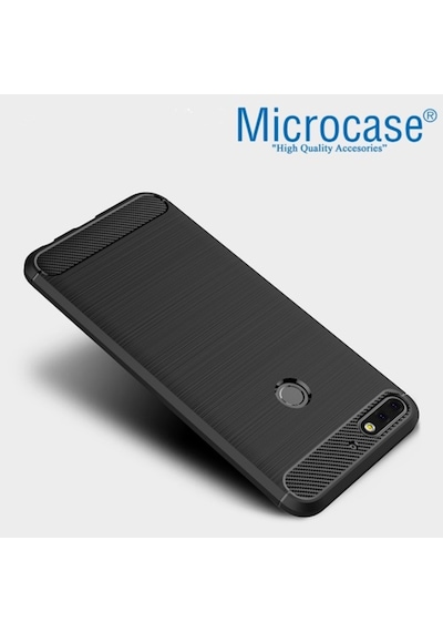 Huawei Y7 2018 London Brushed Carbonfiber Silikon Tpu Kilif+Cam 272058779 - Seçenek / Cam Koruma-Cam Istemiyorum