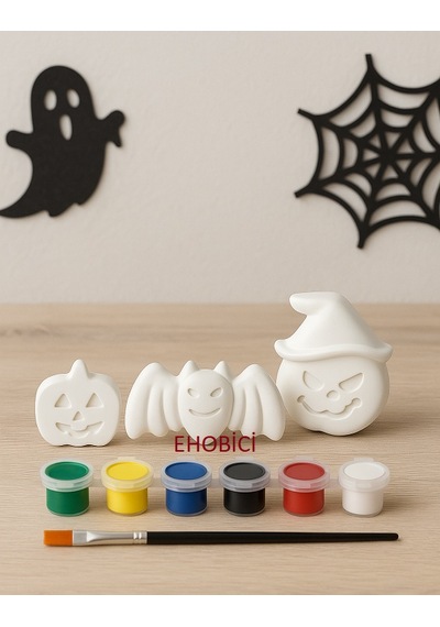 Ehobici Taş Boyama Seti Halloween Cadılar Bayramı 6 Renk Akrilik Boya 5ml + Fırça