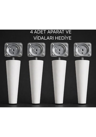 Turkıshrug Kıngdom 4'lü Ahşap Konik Ayak 30 Cmgürgen Koltuk Ayağı Baza Ayağı Tv Ünitesi Ayağı Mobilya Ayağı Koltuk Ayağı Beyaz