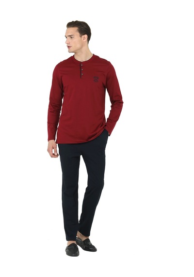 D's Damat Ds Damat Regular Fit Cotton Pijama Takımı Bordo Ds501005 R037 Bordo