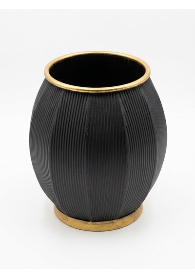 Panalı Metal Siyah Sekoratif Saksı Küçük 20 X 32 Cm