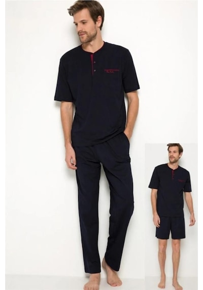 Pierre Cardin 5370 Lacivert 3'Lü Pijama Ve Şort Takım 001