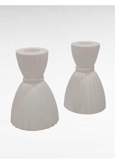 Modern Beyaz Şamdan Mumluk 2 Li Set, Dekoratif Salon Aksesuarı, Masa Dekoru, Hediyelik