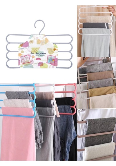 4 Adet Preminyum 4 Katlı Aksı Çok Amaçlı Dolap Organizatör Pantolon Askısı Havlu Şal Askısı Plastik Diğer