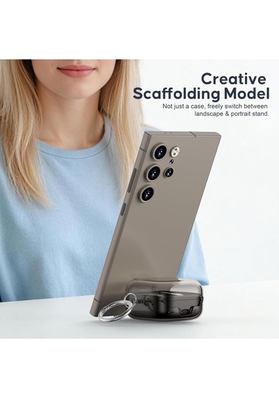 Caseonn Samsung Galaxy Buds 4 Kılıf Stand Özellikli Kilitli Mika Koruma Füme