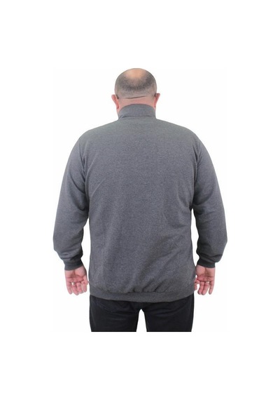 Starbattal Büyük Beden Basic Mevsimlik Fermuarlı Sweatshirt 22750 Grı Melanj-Grı Melanj