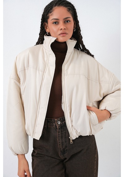 Bigdart Kadın Oversize Bomber Şişme Mont 5124 - Ekru