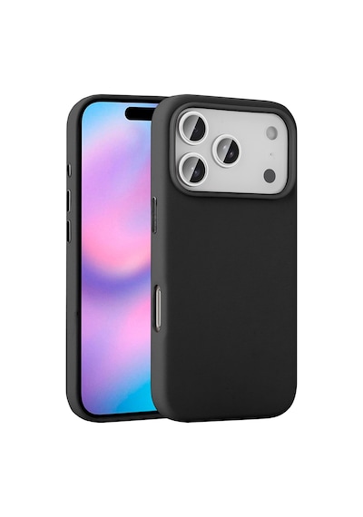 Apple Uyumlu iPhone 17 Pro Kılıf M-safe Şarj Özellikli Pu Deri Görünümlü Mkst Kupra Kapak - Siyah Siyah