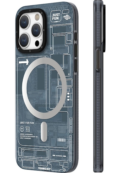 Apple Uyumlu iPhone 15 Pro Max Kılıf Magsafe Şarj Özellikli Youngkit Technology Serisi Kapak Siyah