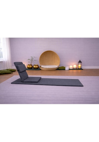 Backjack Meditasyon Sandalyesi Destekli Yer Minderi + 60x180 Kumaş Mat - Backjack 3xl Mat+backjack İkili Set Antrasit
