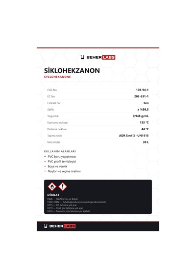 Beherlabs Siklohekzanon 30 L