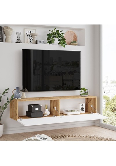Aven Tv Ünitesi Tv Sehpası Kapaklı 140cm Çam-beyaz Ave10-aw Beyaz