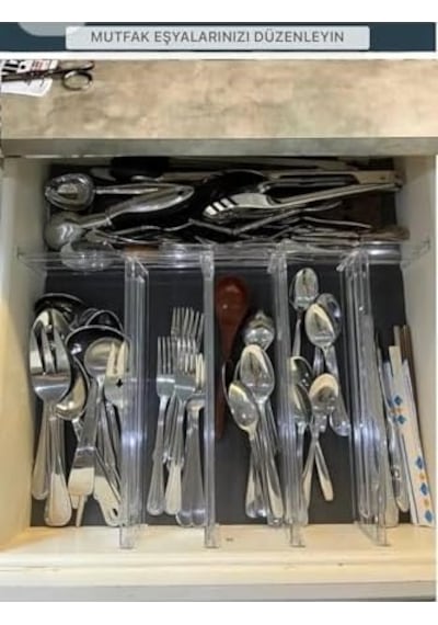 16 Adet Akrilik Şeffaf Teleskopik Ayarlanabilir Çekmece Bölücü Düzenleyici Organizer Y33316,şeffaf 100 X 100 Açık Gri