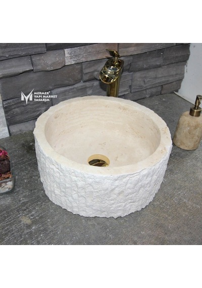 Traverten Dışı Dikey Patlama Mini Silindir Lavabo