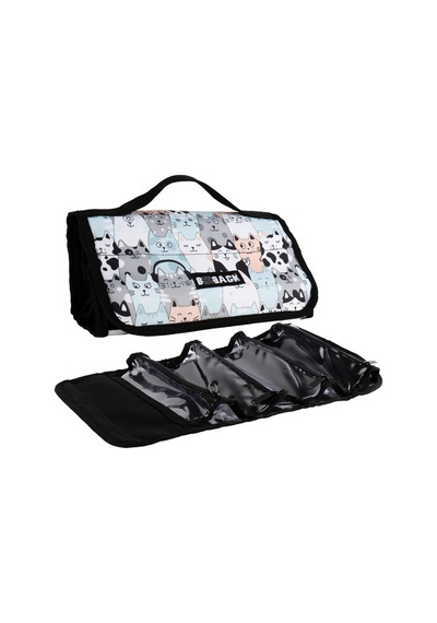 Multi Kalem Kutusu 4 Şeffaf Fermuarlı Bölüm Roll Case Cats Karışık