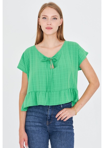Armonika Kadın Açık Yeşil Yarasa Kol Yakası Bağlamalı Eteği Fırfırlı Oversize Crop Bluz Arm-24y001088 Armonika Kadın Açık Yeşil Yarasa Kol Yakası Bağlamalı Eteği Fırfırlı Oversize Crop Bluz Arm-24y001088