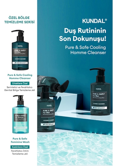 Erkekler İçin Serinletici Genital Bölge Temizleme Jeli Kundal Pure & Safe Cooling Homme Cleanser