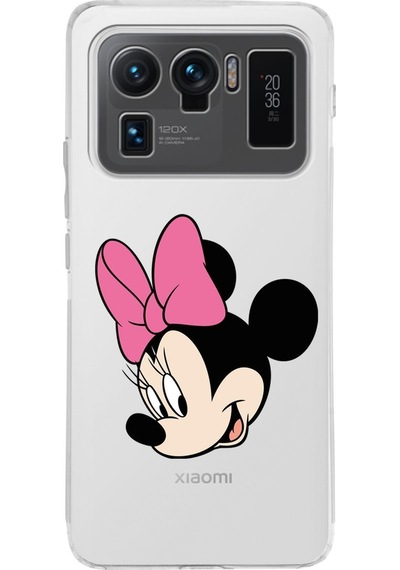Xiaomi Mi 11 Ultra Uyumlu Kamera Korumalı Kapak Minnie Mouse Tasarımlı Şeffaf Silikon Kılıf Şeffaf