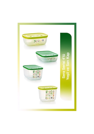 Tupperware Sera Serisi 4'lü Yeşil ve Sarı Kap