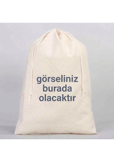 Lunora Collection Kişiye Özel Baskı Bez Kese 10 Adet Açık Krem