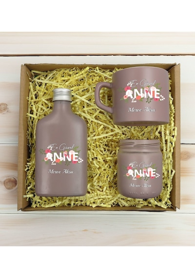 Bk Gift Kişiye Özel İsimli Dtf Anne Temalı Mat Gri Kahve Fincanı & Kolonya & Mum Hediye Seti-1, Anneye Hediye, Anneler Günü Hediyesi Kobitmeyencom3095
