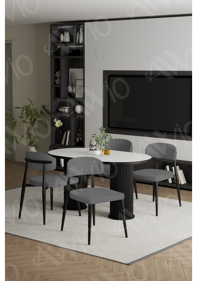 Avvio Sophia Bohem Ayak Siyah Polo Sandalye 80x140 Mutfak Masa Sandalye Takımı Beyaz Avvio Sophia Bohem Ayak Siyah Polo Sandalye 80x140 Mutfak Masa Sandalye Takımı Beyaz