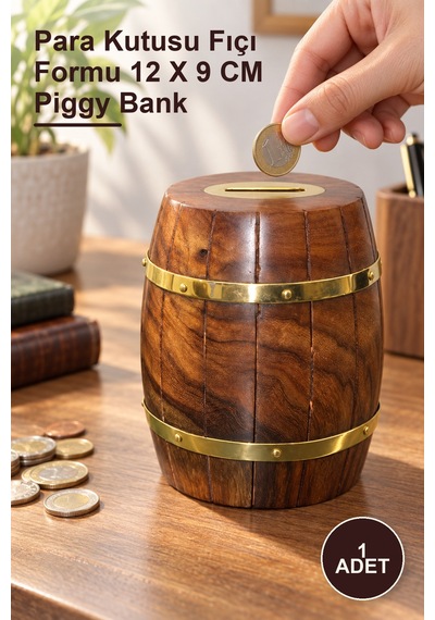 1 Adet Pirinç Fıçı Kumbara Para Kutusu Fıçı Formu 12 X 9 Cm Piggy Bank Bal