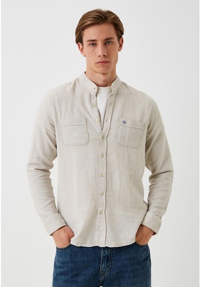 Erkek Gömlek Uzun Kol Camel Slim Fit Hakim Yaka Ncs Jeans 7114 Camel
