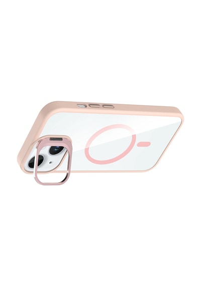 Apple iPhone Uyumlu 15 Kılıf Standlı + Kamera Lens Koruma Setli M-safe Şarj Özellikli Mkst Etro Kapak Derin Mor Derin Mor
