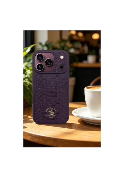 Sbprc İphone 18 Pro Max / 17 Pro Max Kılıf Pu Deri Timsah Tasarım M-safe Business Knight Kapak Mor