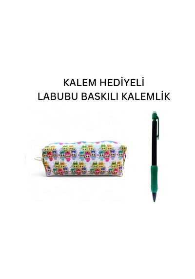 Labubu Baskılı Kalemlik- Okul Kalemliği-makyaj Çantası Ve Kalem Hediyeli Çok Renkli