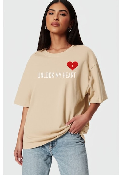 Nevermind Unisex Çift Erkek Kadın Tişört 2li Set Takım The Key To Baskılı Sevgili Kombini Bej