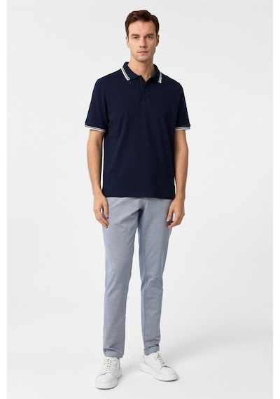 Süvari Lacivert Regular Armürlü Polo Yaka Tişört-37365 Lacivert