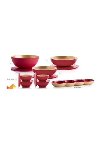 Tupperware Berrak Kırmızı Gold Büyük Set N1140841 Çok Renkli