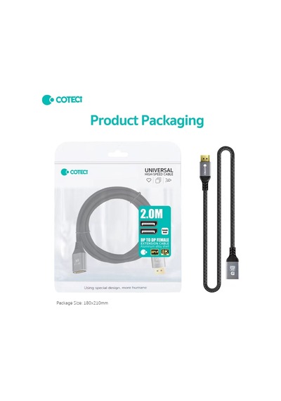 Erkek Displayport To Dişi Displayport Uzatma Kablosu 2 Metre - 8k 60hz / 4k 165hz Dp 1.4 Dönüştürücü