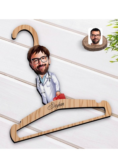 Kişiye Özel Erkek Acil Tıp Teknisyeni Karikatürlü Ahşap Elbise As