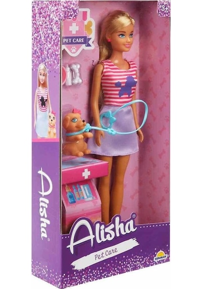 3384 SUN-RST-SIS-Minik Alisha  Bebek Veteriner Aksesuarlı Set 29 cm  2A- Sunman