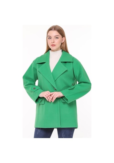 Dip Moda Kadın Kısa Yün Kaşe Kaban Dppltn04 - Benetton Yeşili Yeşil