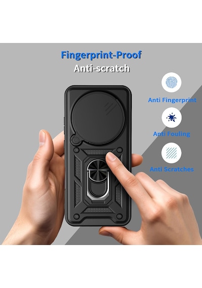 Caseonn Honor Magic 8 Pro Kılıf Sürgülü Kamera Korumalı Yüzüklü Mıknatıslı Tank Kapak Lacivert